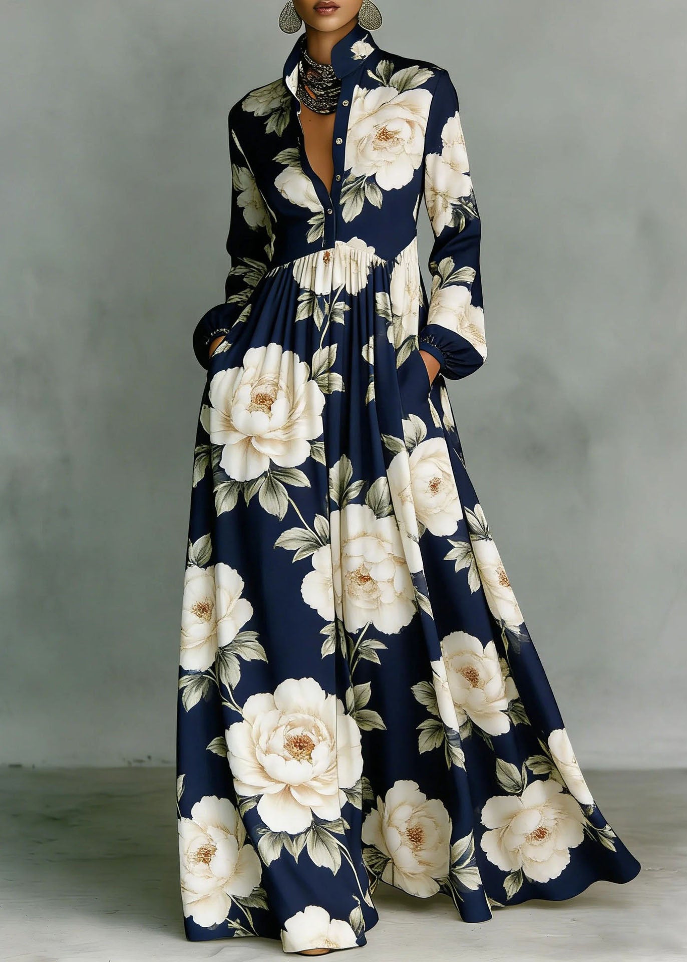 2026 Art Color Block Long Maxi Dress