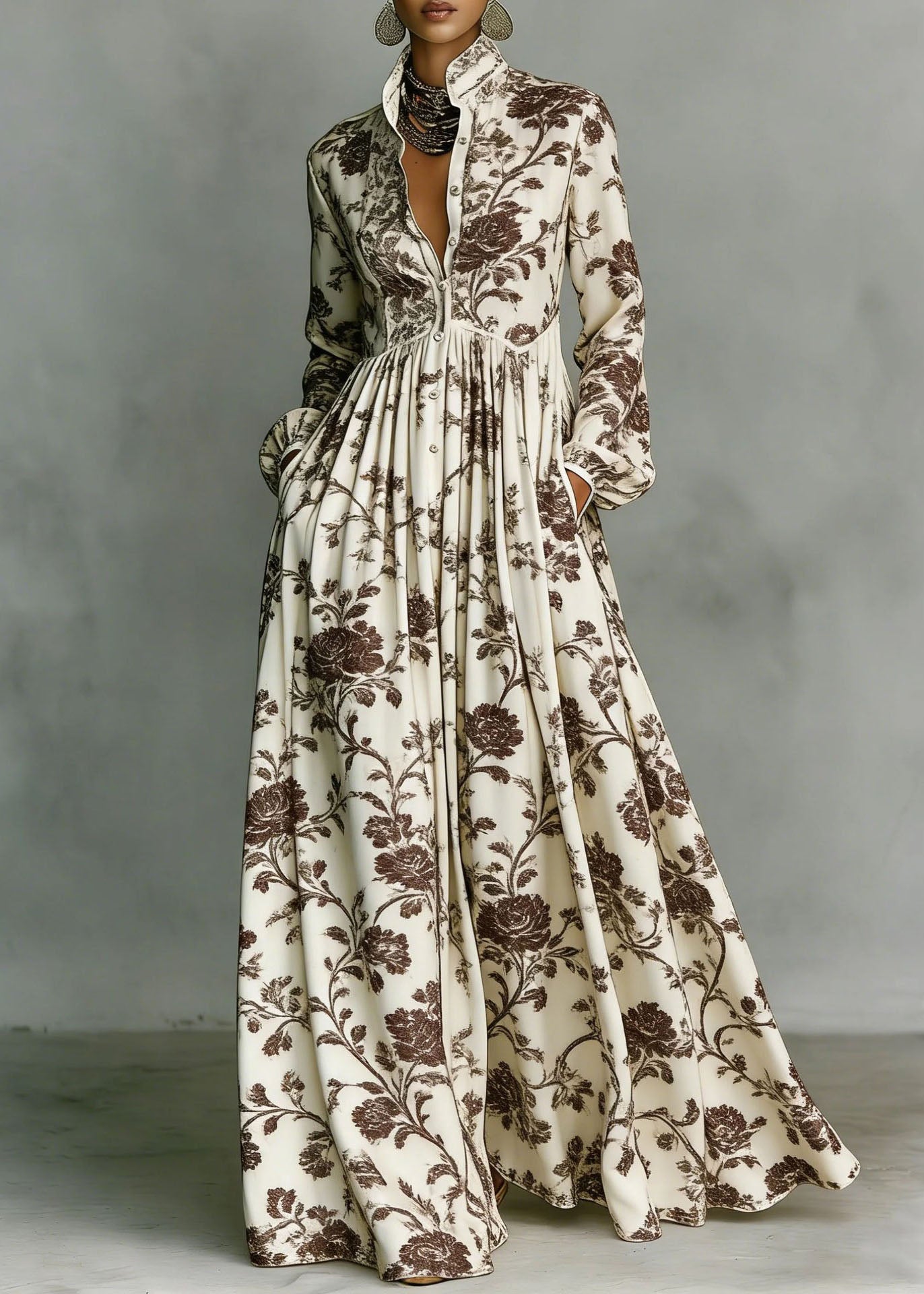 White & Black Geometric Cozy Maxi Dress