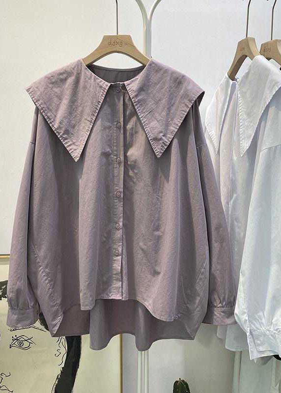 Bohemian Print1 Peter Pan Collar Button asymmetrical design Fall Long sleeve Top