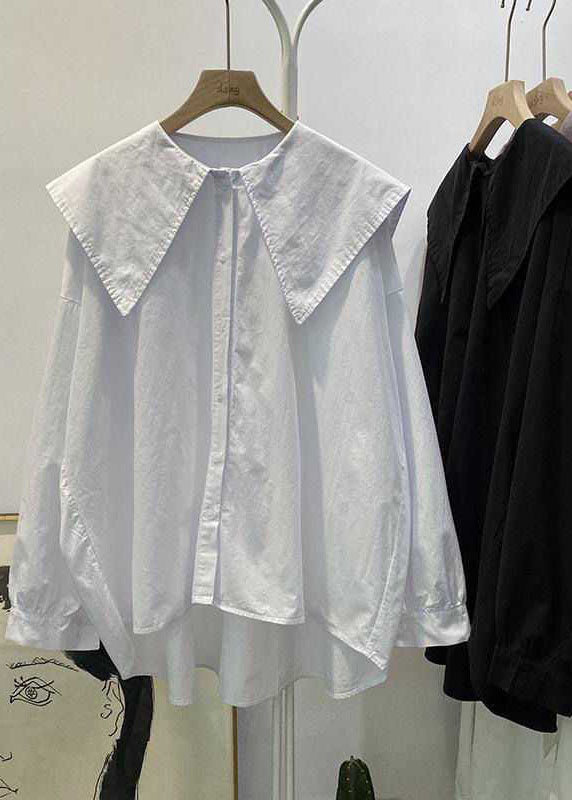Bohemian Print2 Peter Pan Collar Button asymmetrical design Fall Long sleeve Top