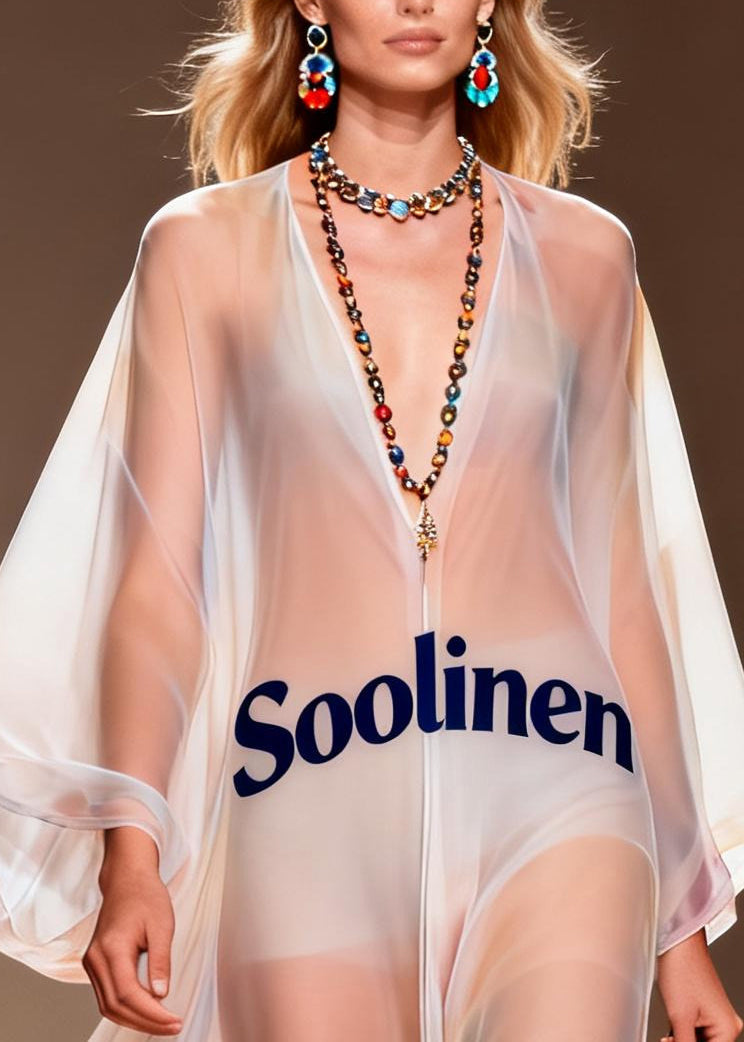 Bohemian White Oversized Sheer Chiffon Beach Dresses Summer