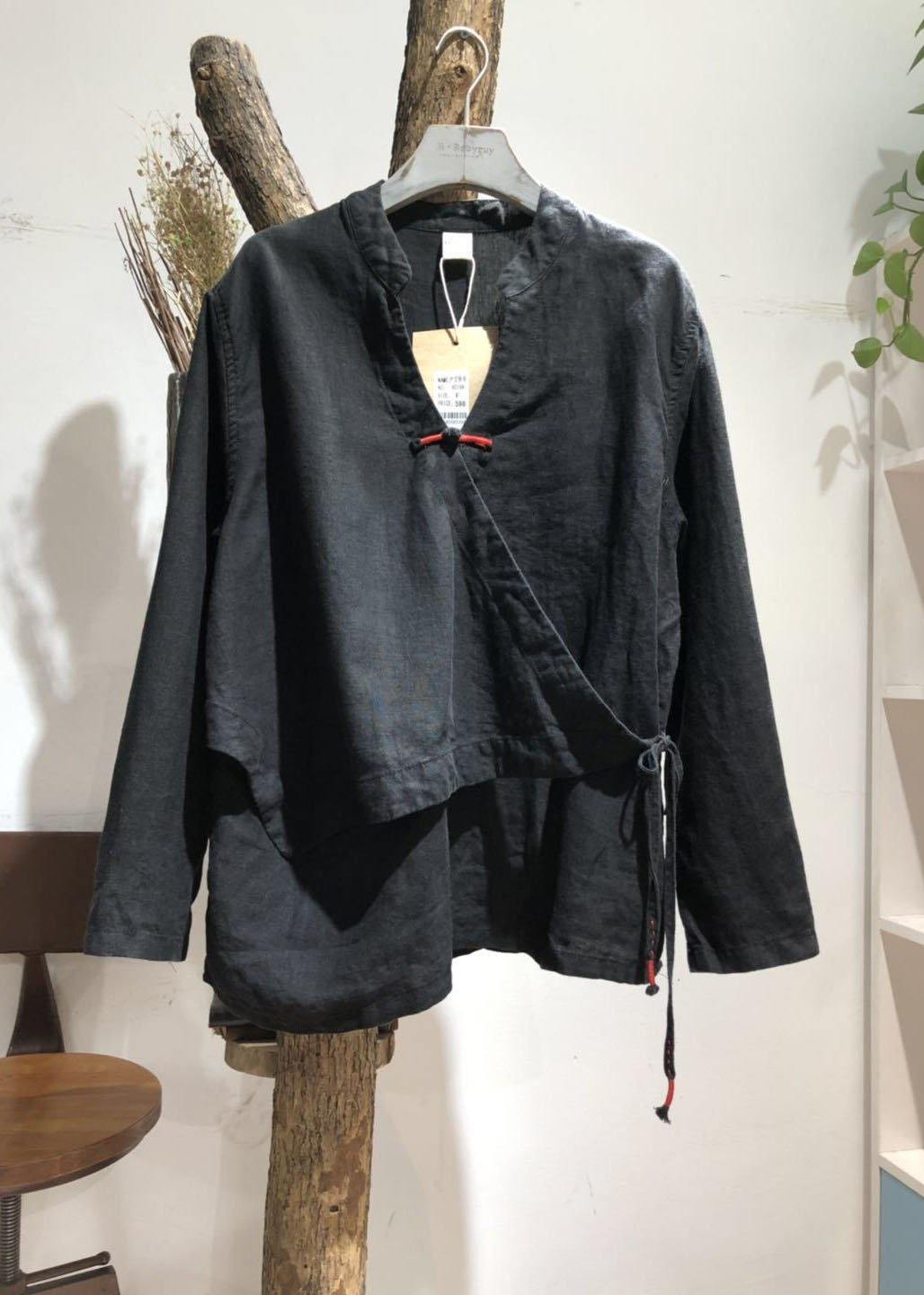 Bohemian Print4 linen Blouse v neck fall top