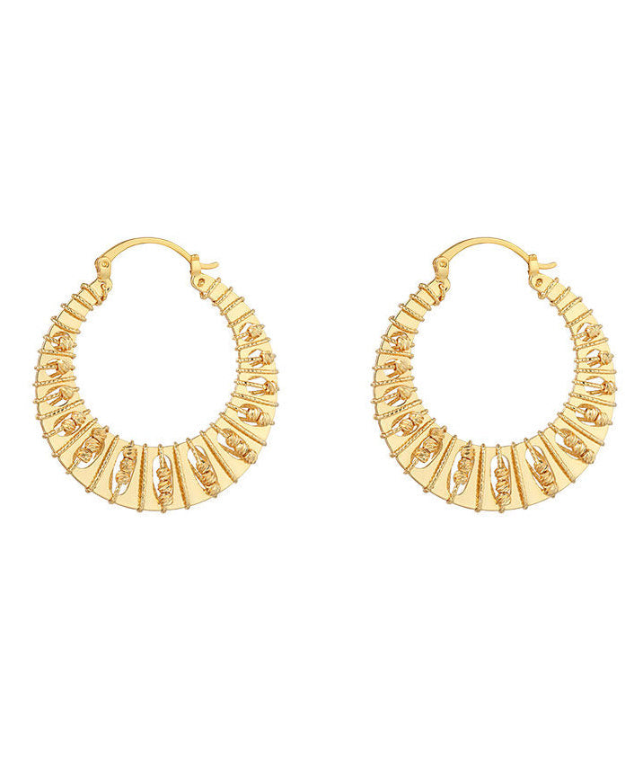 Boho Golden Hollow Out High Quality Metal Hoop Earrings