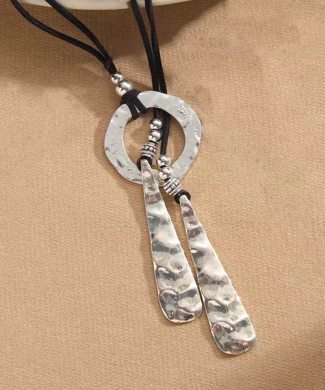 Boho Silk Leather Alloy Pendant Necklace