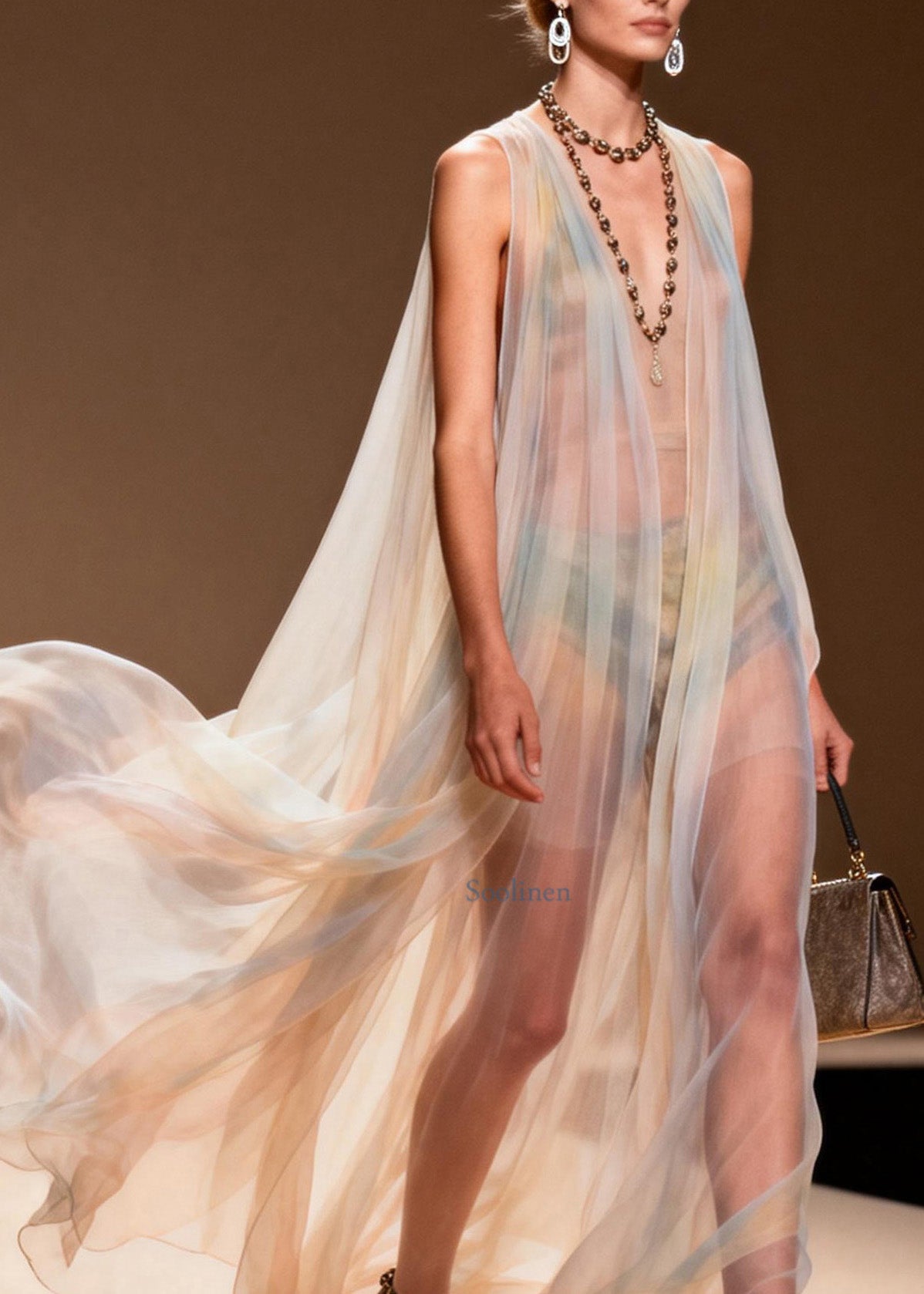 Boho V Neck Plus Size Chiffon Ankle Dress Sleeveless