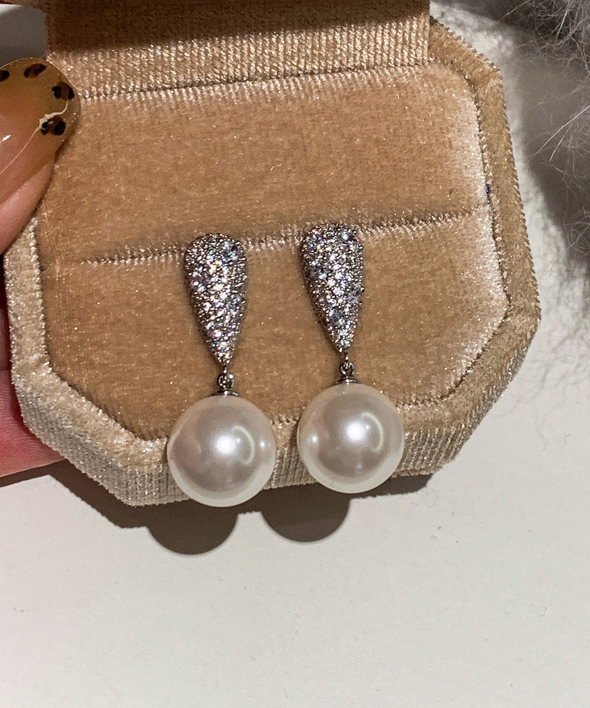 Boho White Pearl Fine Zircon Drop Earrings