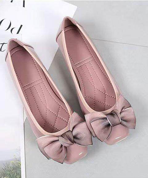 Boutique Bow Flat Feet Shoes Mulberry Faux Leather