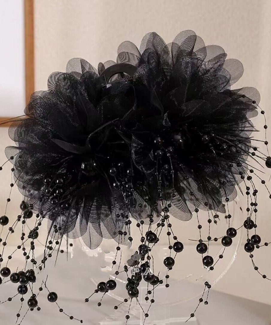 Boutique Coffee Alloy Peony Flower Feathers Tassel Hairpin