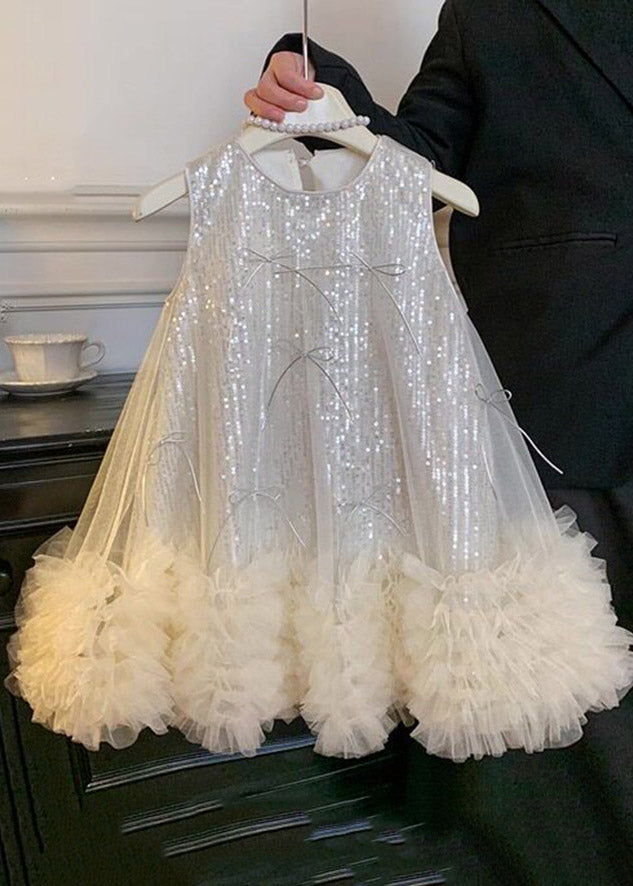 Boutique Pink O-Neck Tulle Kids Long Dress Sleeveless