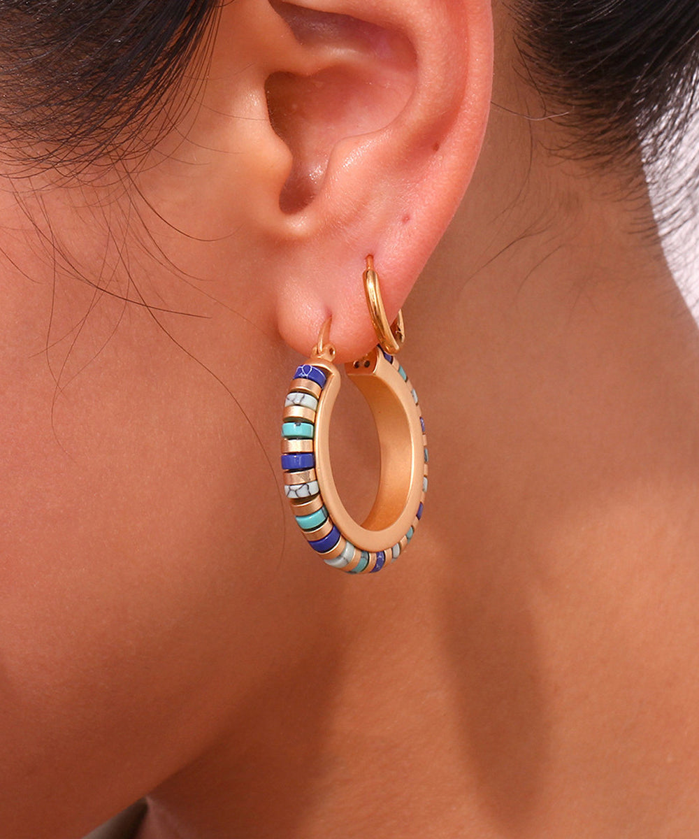 Boutique Turquoise High Quality Metal Hoop Earrings