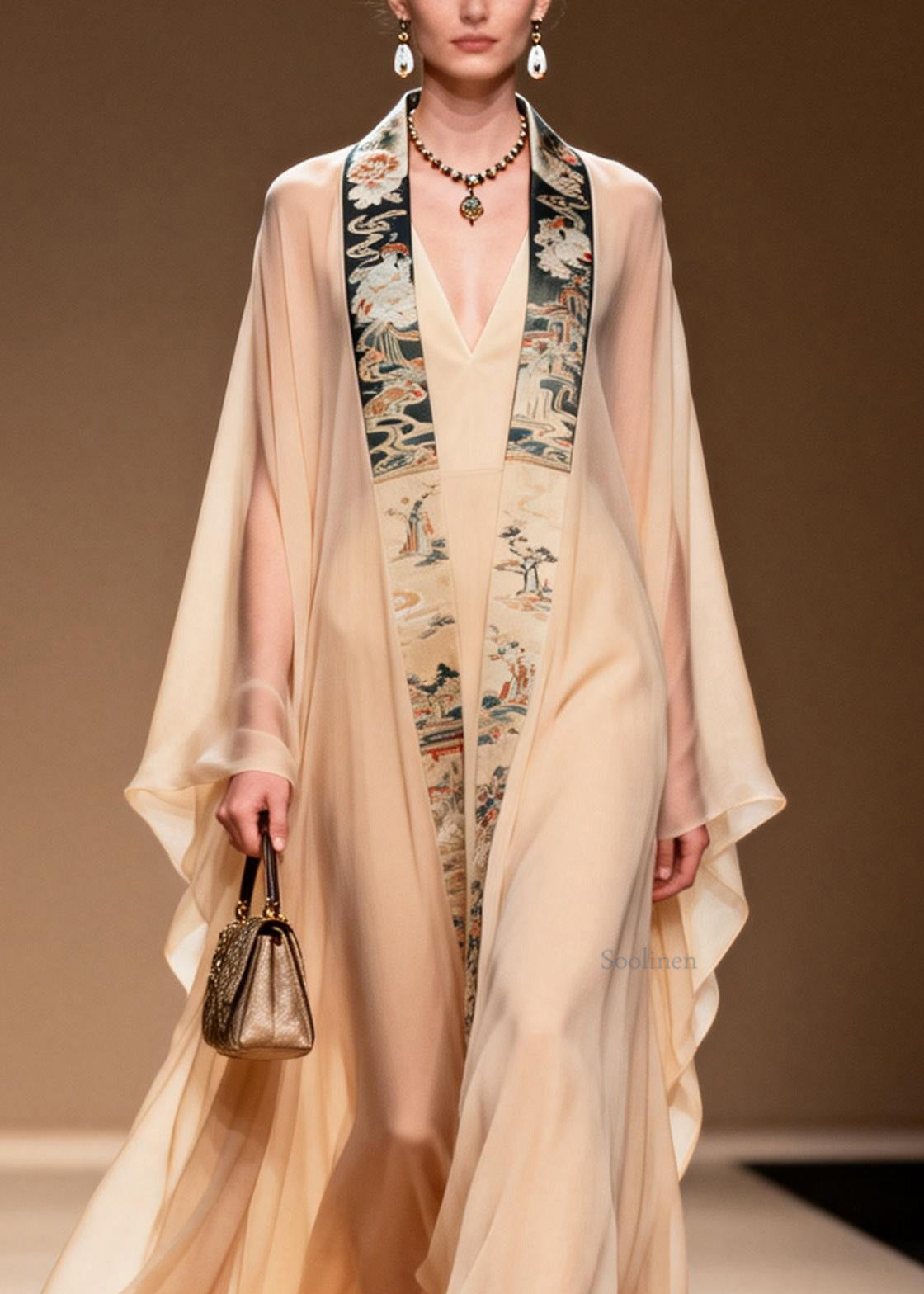 Boutique V Neck Print Patchwork Chiffon Two-Piece Set Spring