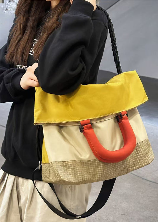 Boutique Yellow Patchwork Large Capacity Nylon Versatile Tote Handbag