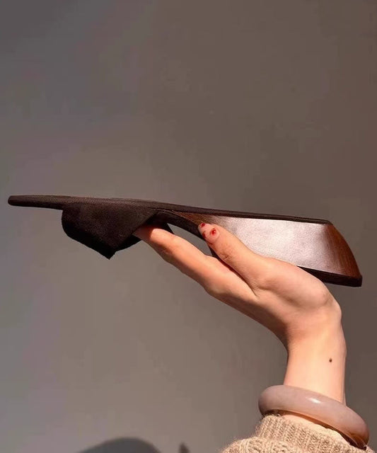 Brown Wedge Suede Casual Splicing Slide Sandals Peep Toe