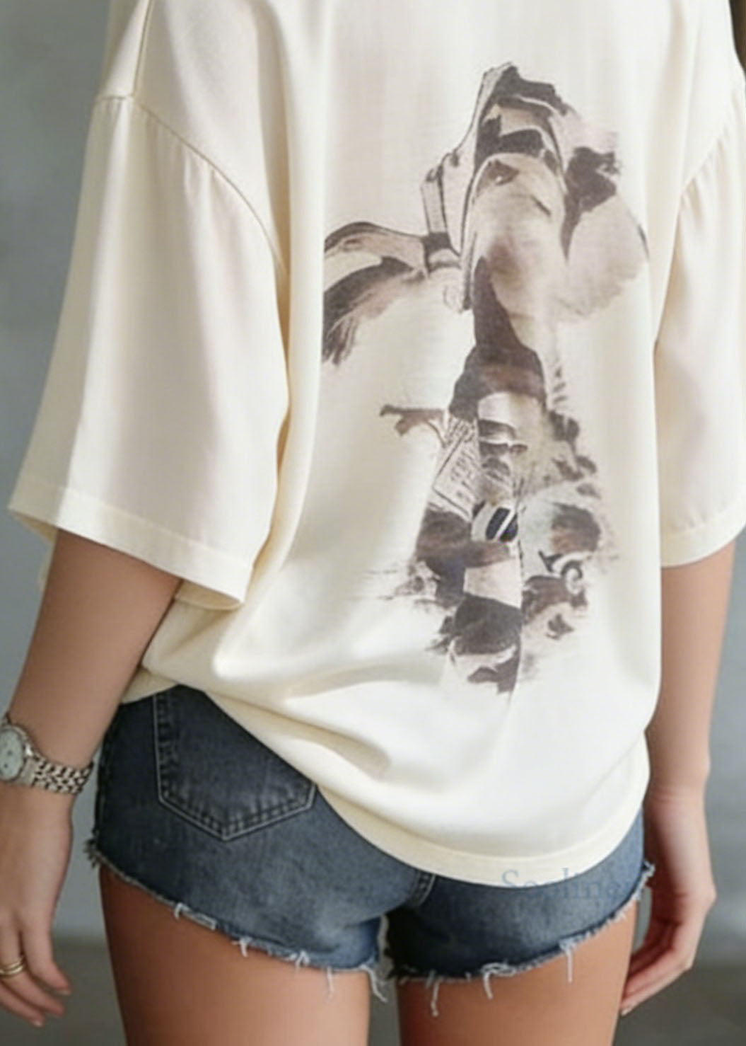 Casual Apricot O Neck Print Plus Size Cotton T Shirt Summer