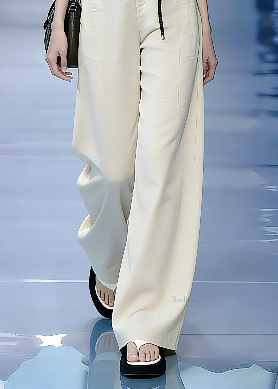 Casual Apricot Sashes Pockets Wide Leg Pants