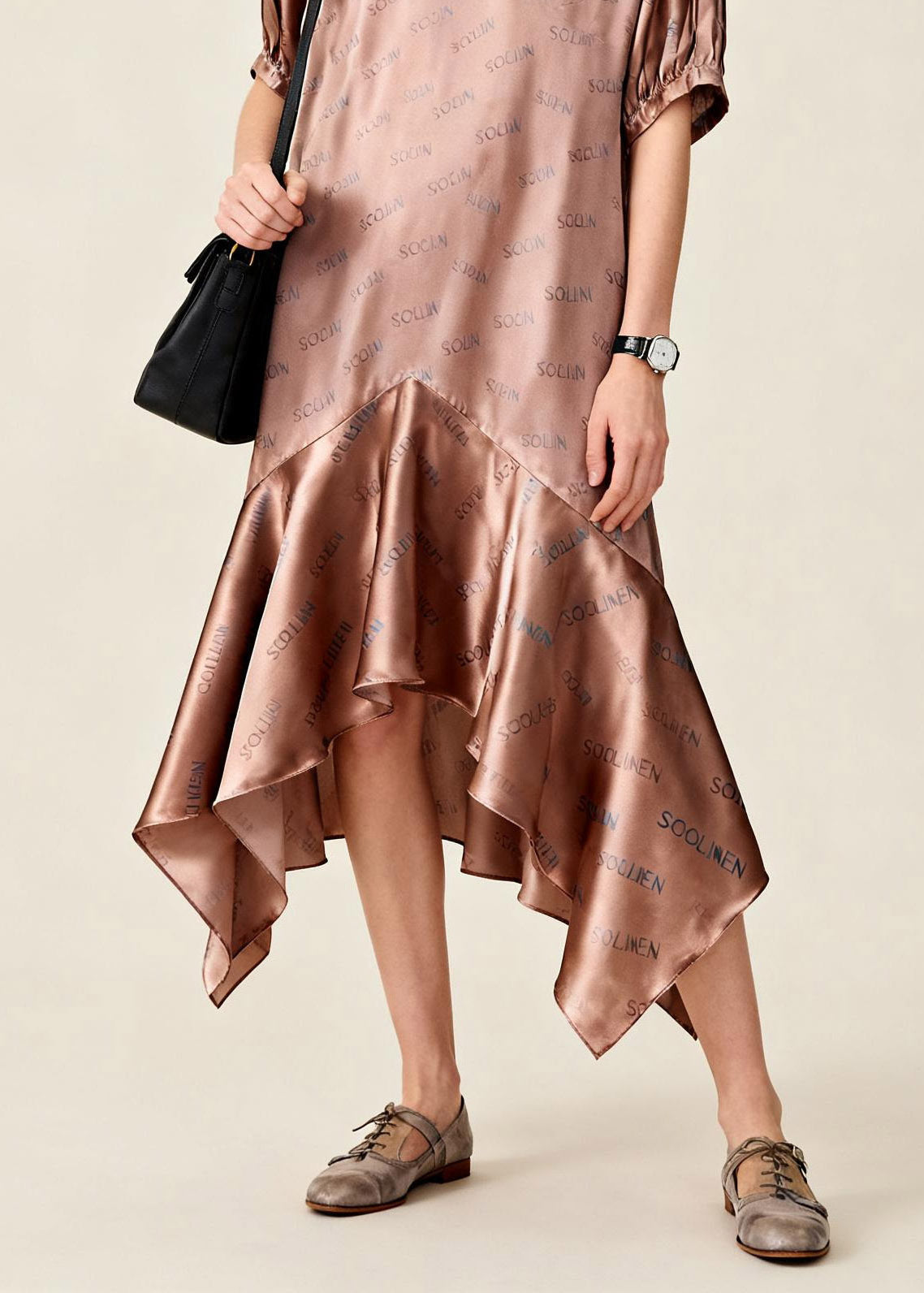 Casual Asymmetrical Print Patchwork Maxi Dress Short Sleeve