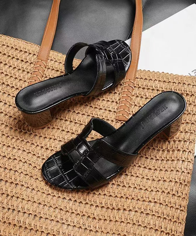 Casual Black Peep Toe Chunky Flip Flops