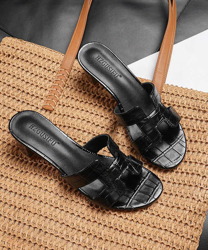 Casual Black Peep Toe Chunky Flip Flops