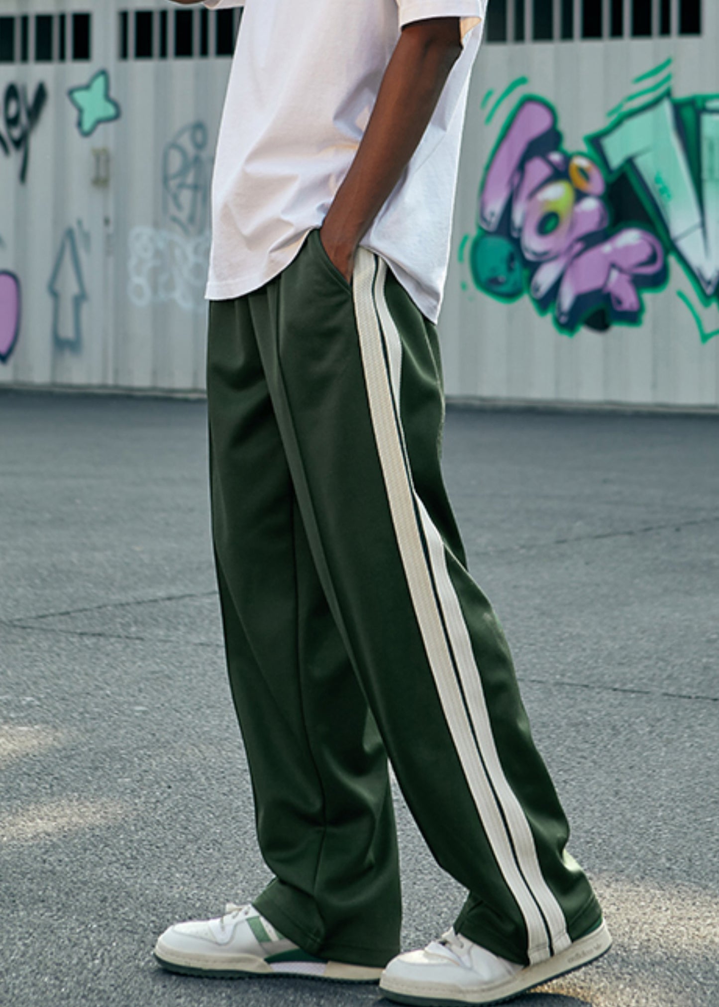 Casual Brown Pockets Striped Cotton Mens Pants Summer