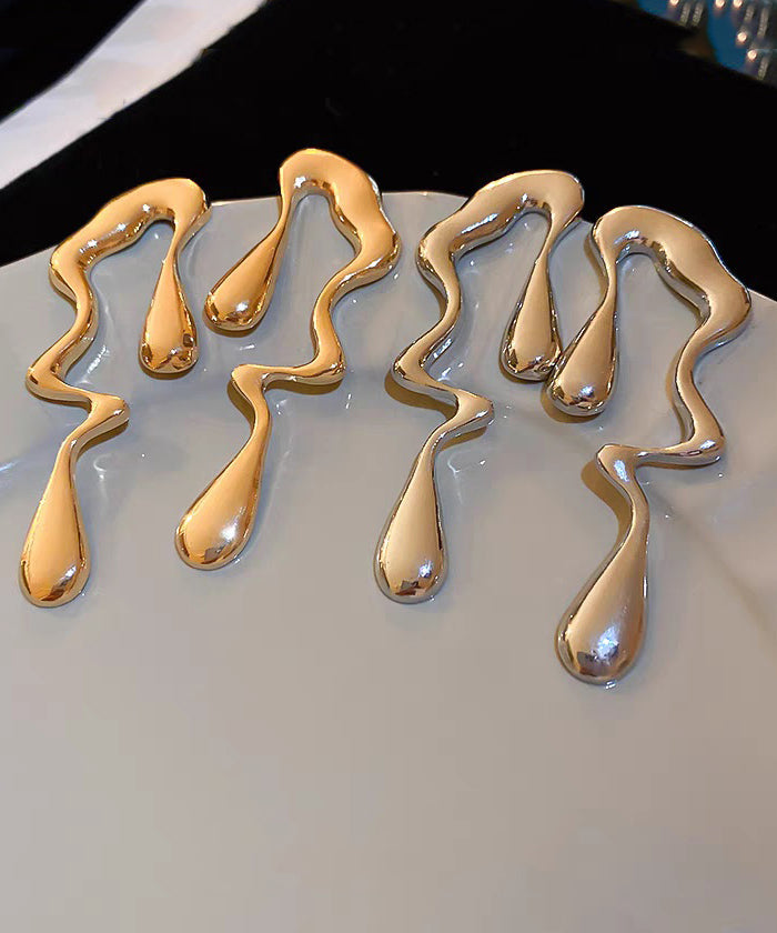 Casual Gold Alloy Asymmetrical Hoop Earrings