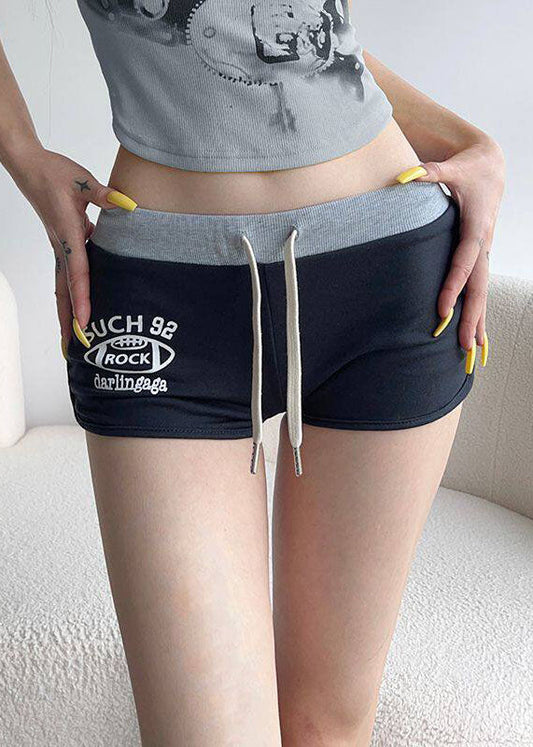 Casual Letter Printed Lace Up Workout Gym Shorts Running Shorts