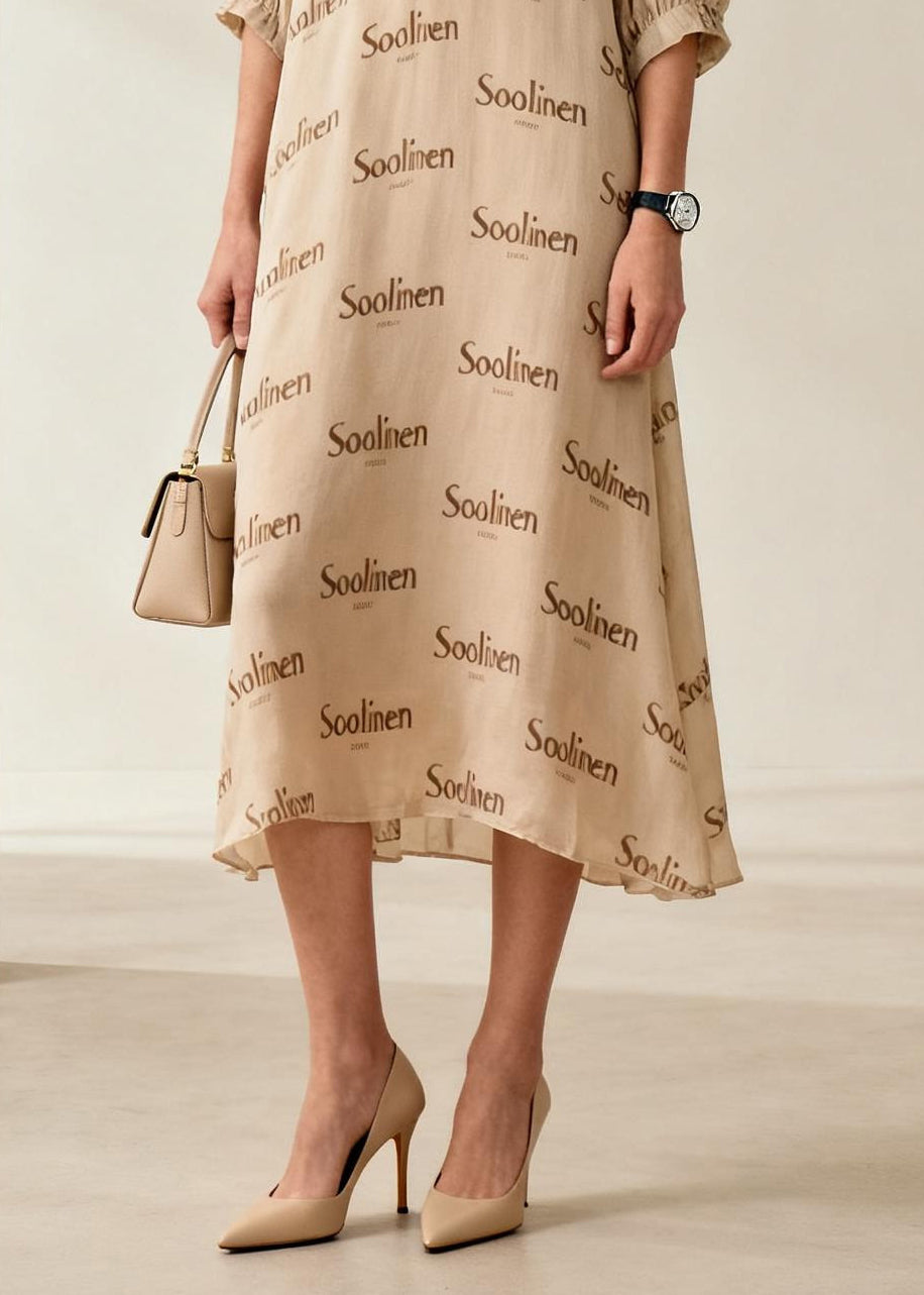 Casual Nude V Neck Print Cotton Long Dresses Summer