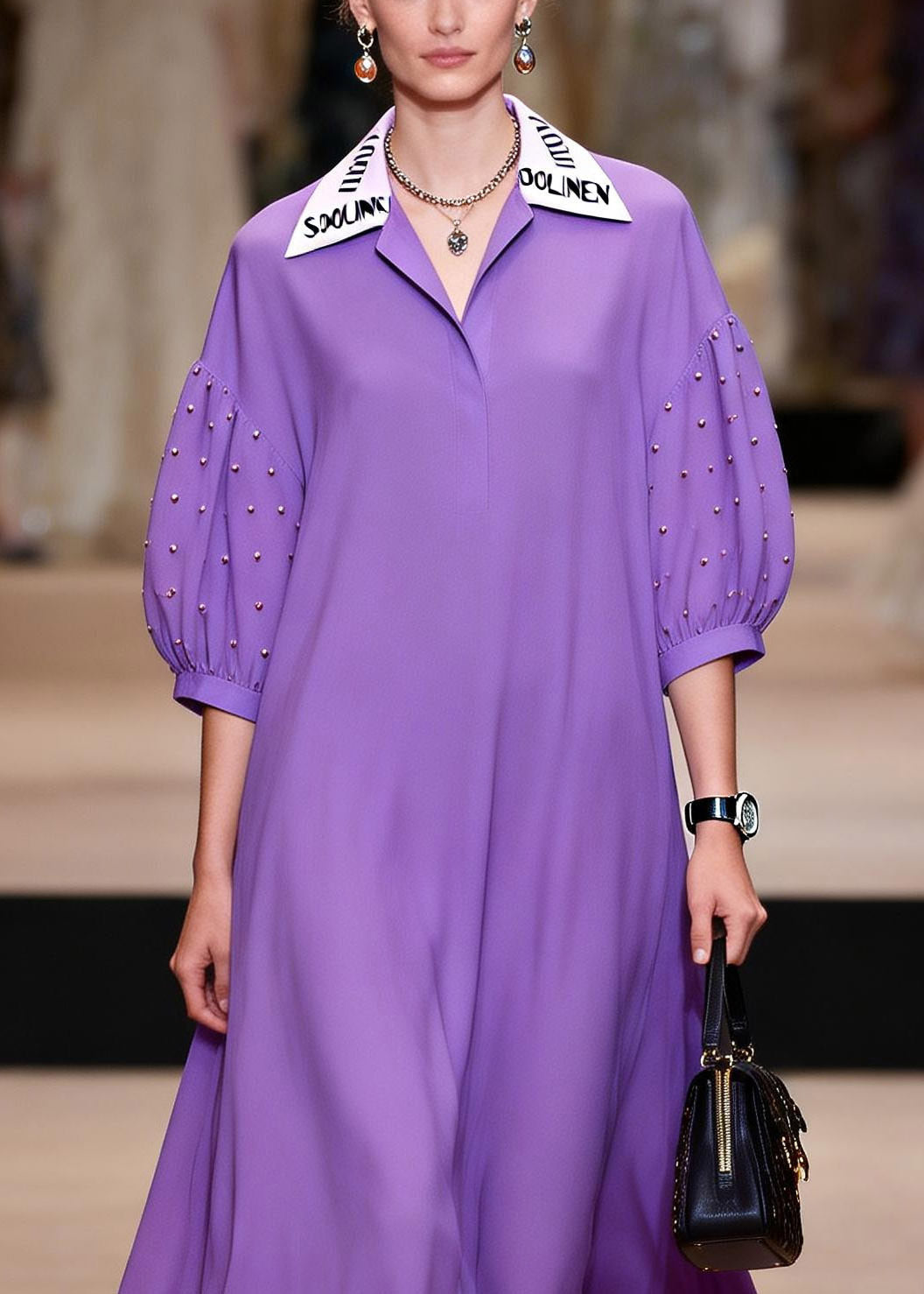 Casual Purple Graphic Patchwork Chiffon Maxi Dresses Summer