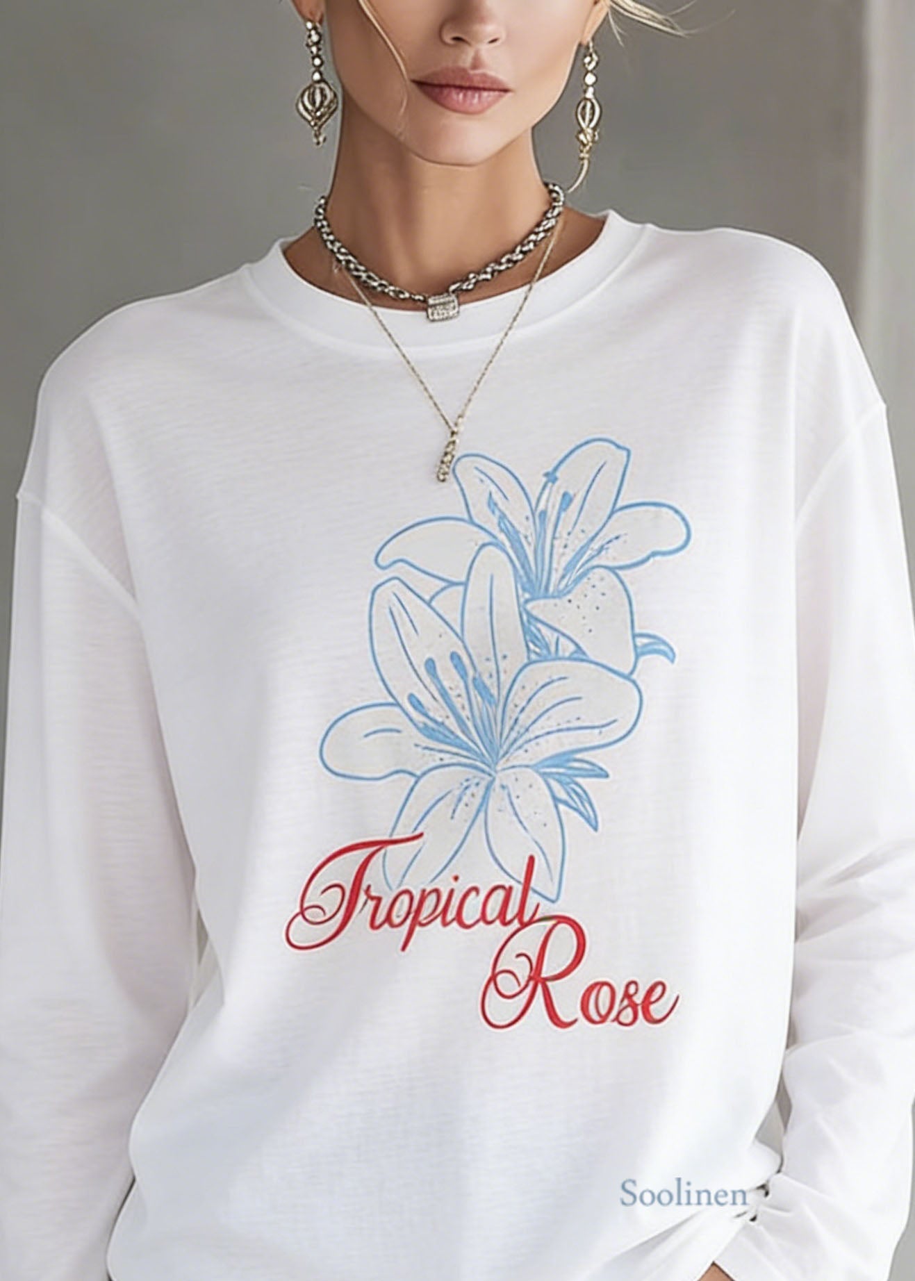 Casual White O Neck Print Cotton T Shirt Top Spring