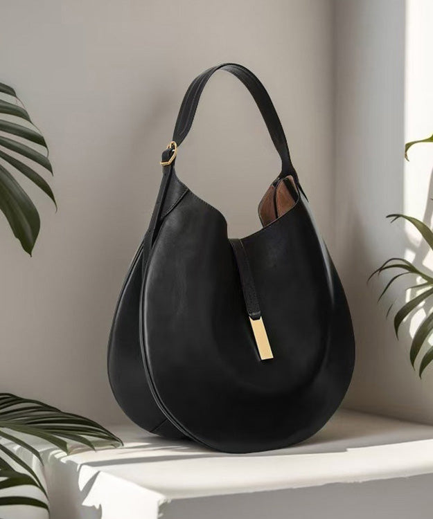 Chic Black Large Capacity Faux Leather Shoulder Bag