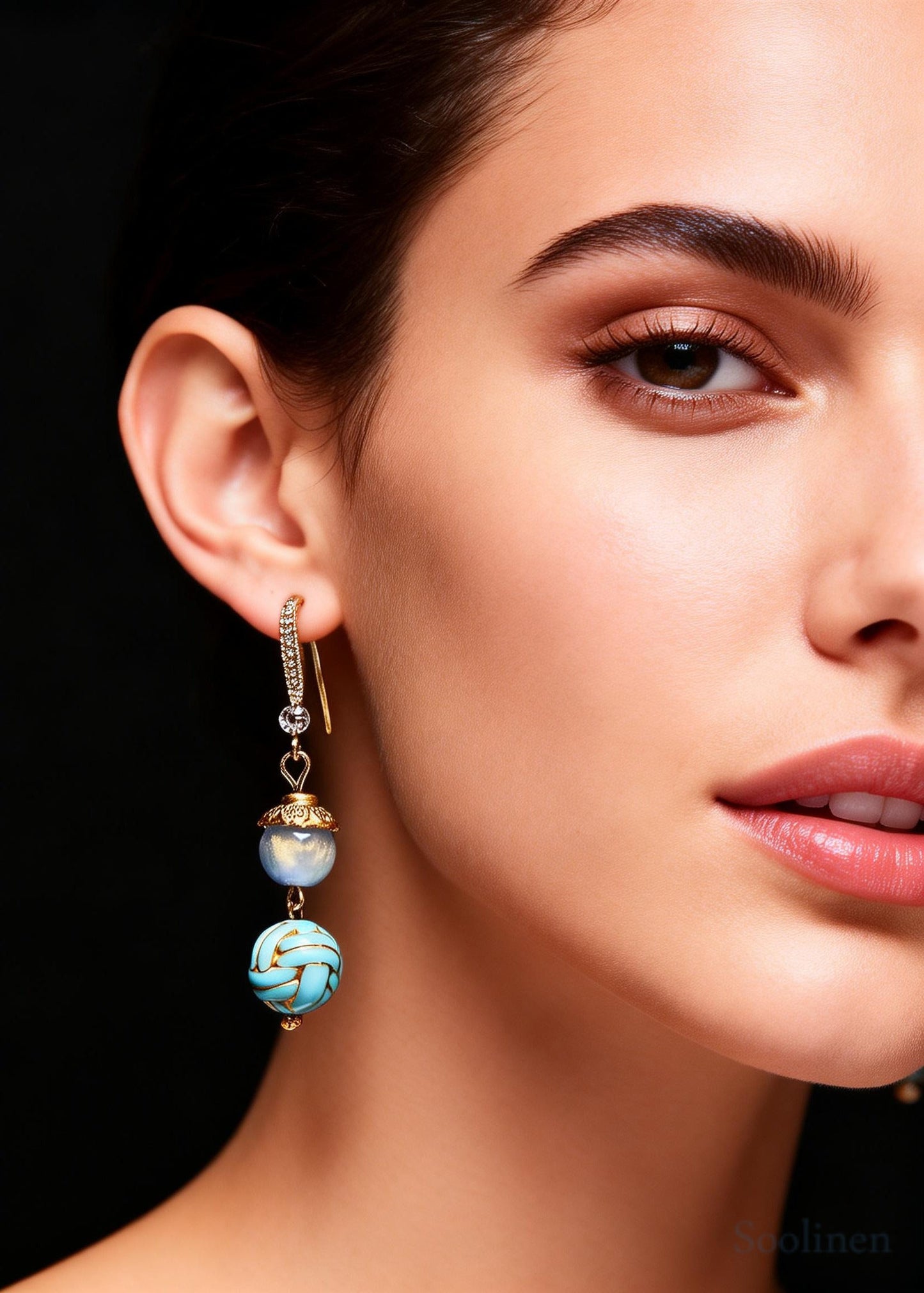 Chic Blue Sphericity Metal National Style Drop Earrings