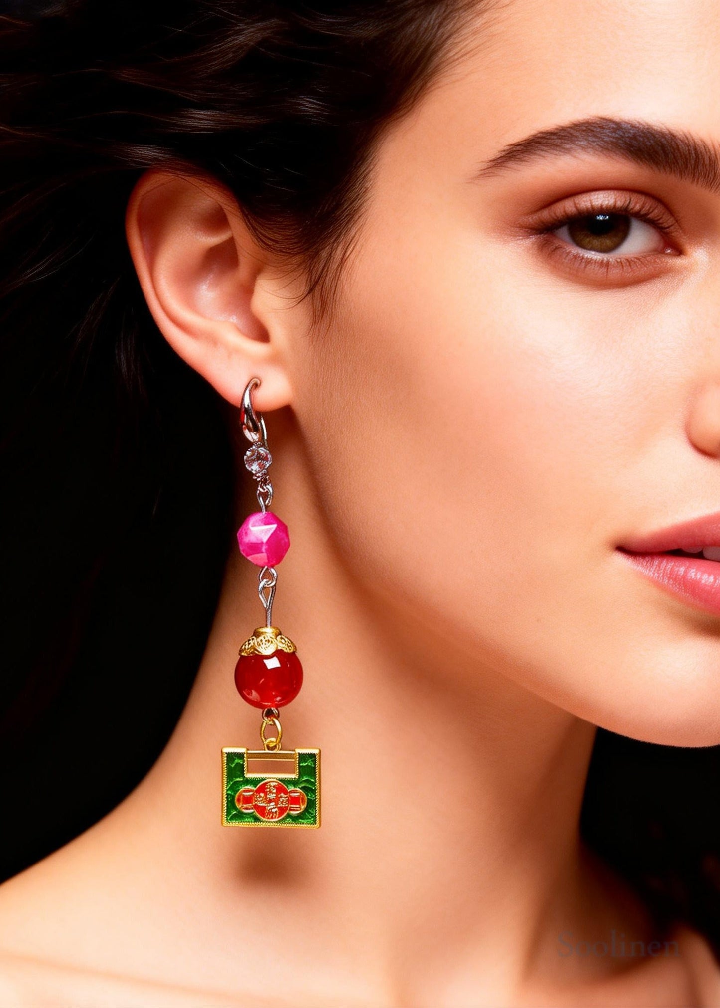 Chic Gold Lock Metal Long Tasseled Drop Earrings