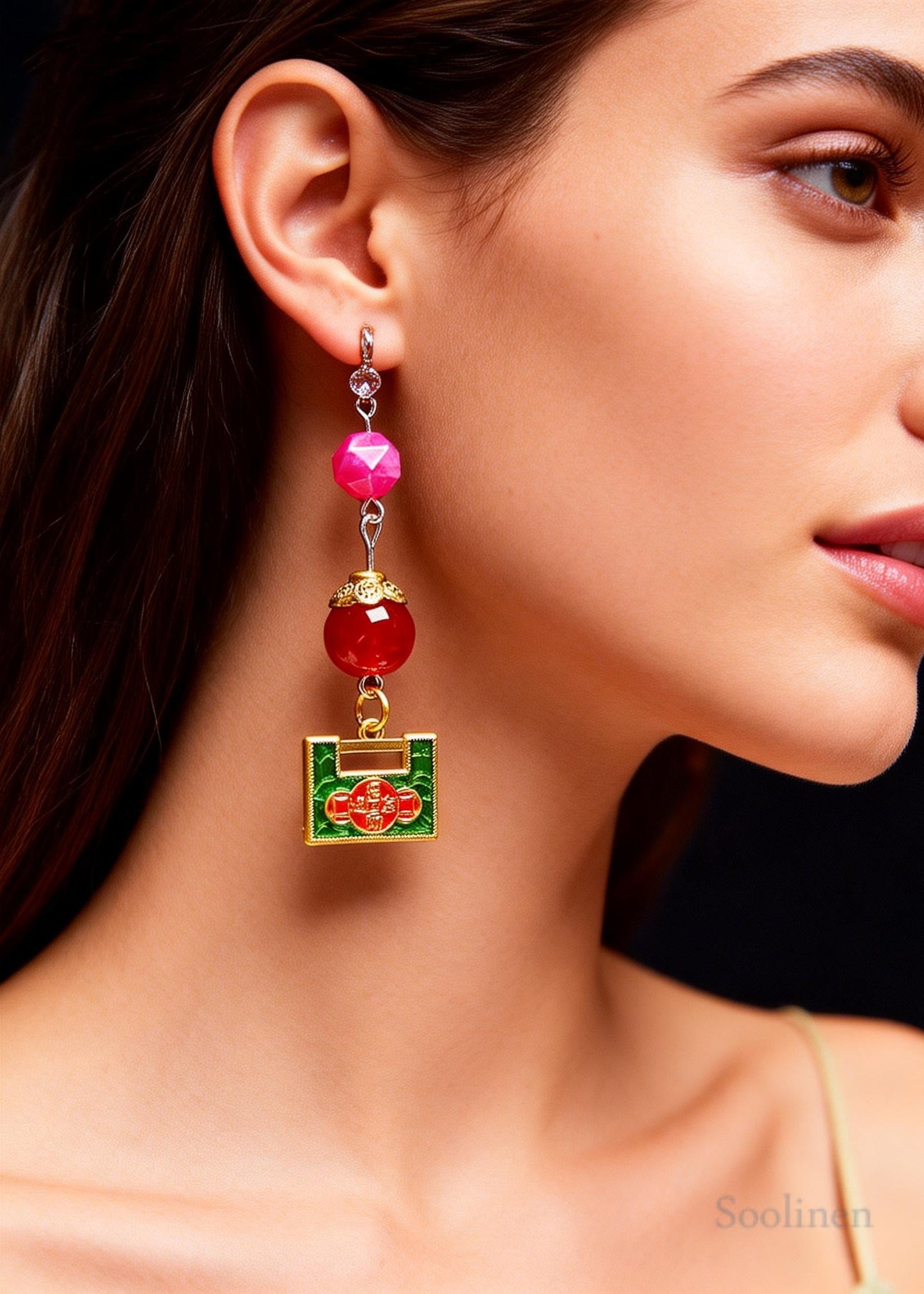 Chic Gold Lock Metal Long Tasseled Drop Earrings