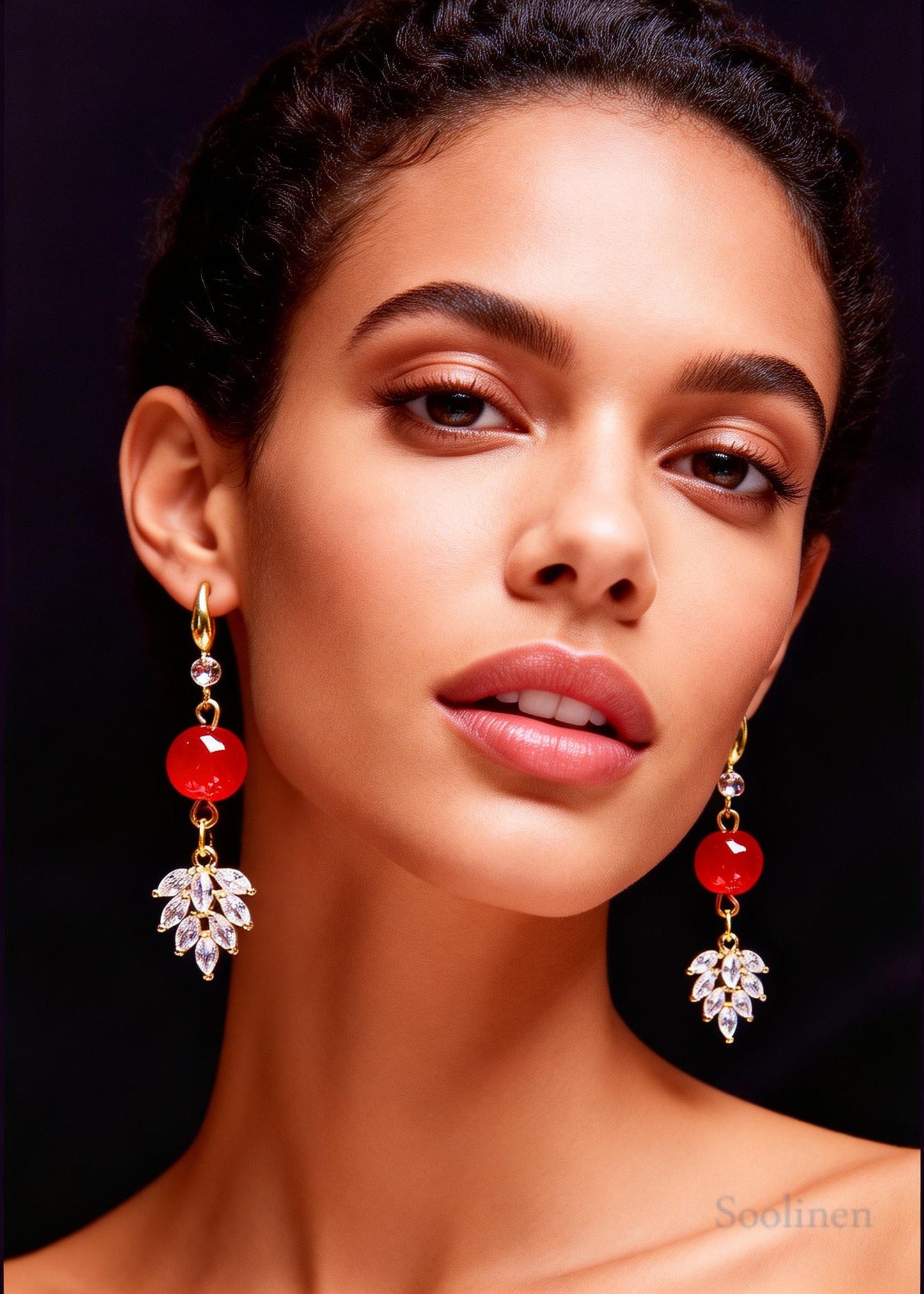 Chic Red Crystal Sparkling Drop Earrings