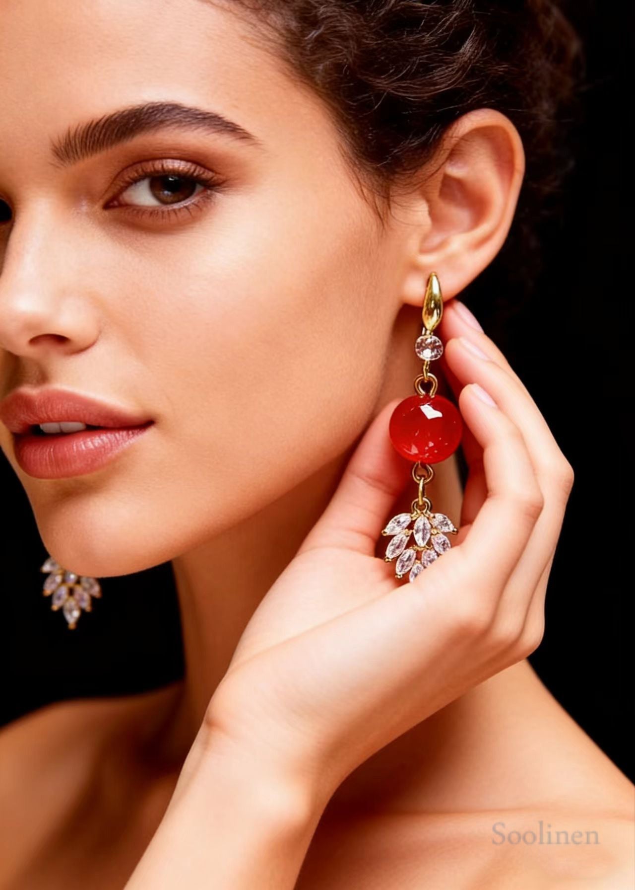 Chic Red Crystal Sparkling Drop Earrings