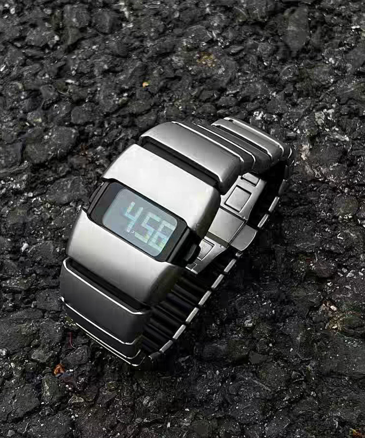 Chic Silk Stainless Steel Square Electronic Men Watches