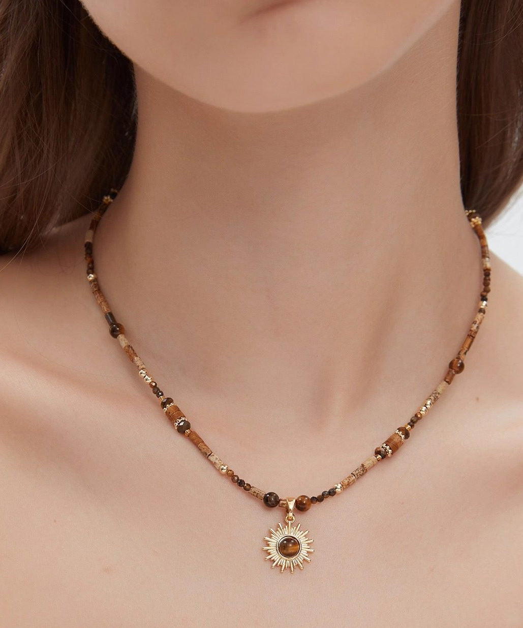 Chic Tungsten steel Gem Stone Pendant Necklace