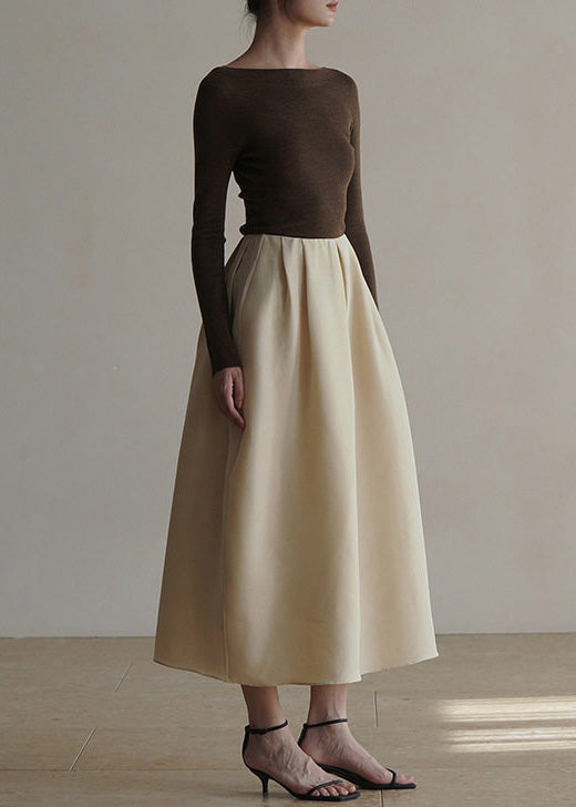 Classy Apricot Exra Large Hem Cotton Skirts Spring