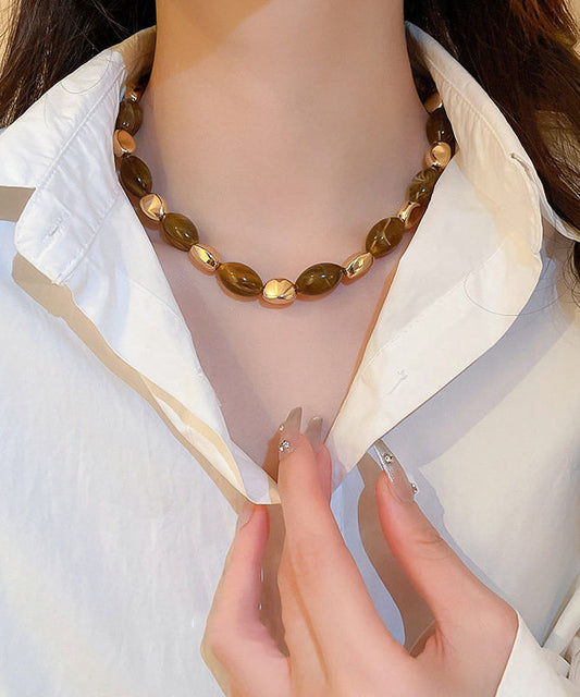 Classy Brown Elliptic Acrylic Collar Necklace