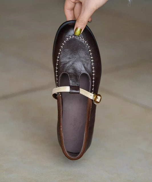 Classy Chocolate Splicing Sheepskin Loafers Women