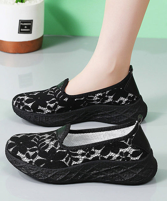 Classy Cotton Fabric Flats Black Flat Shoes For Women