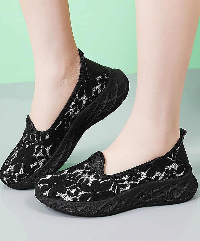 Classy Cotton Fabric Flats Black Flat Shoes For Women