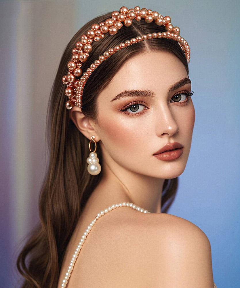 Classy Gold Acrylic Pearl Beadin HairPiece