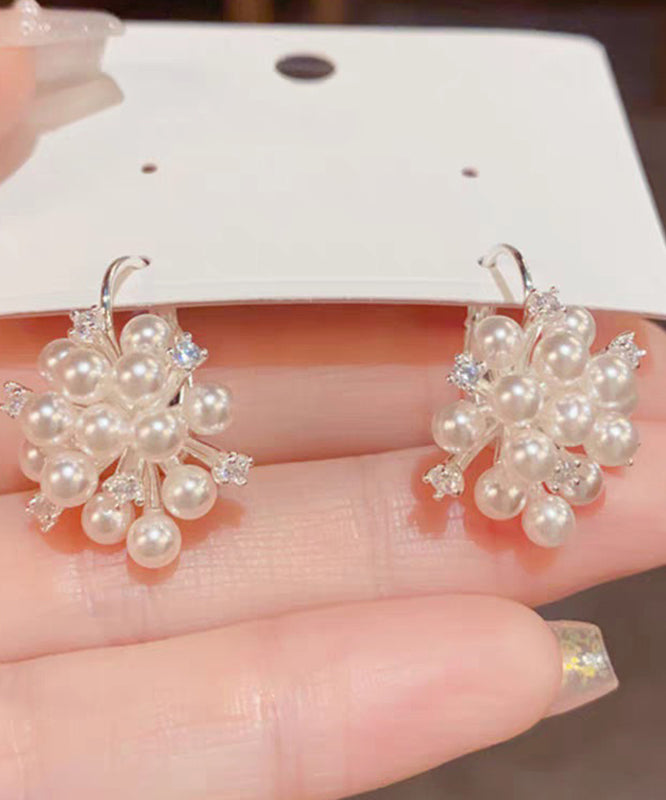 Classy Gold Copper Overgild Zircon PearlHoop Earrings