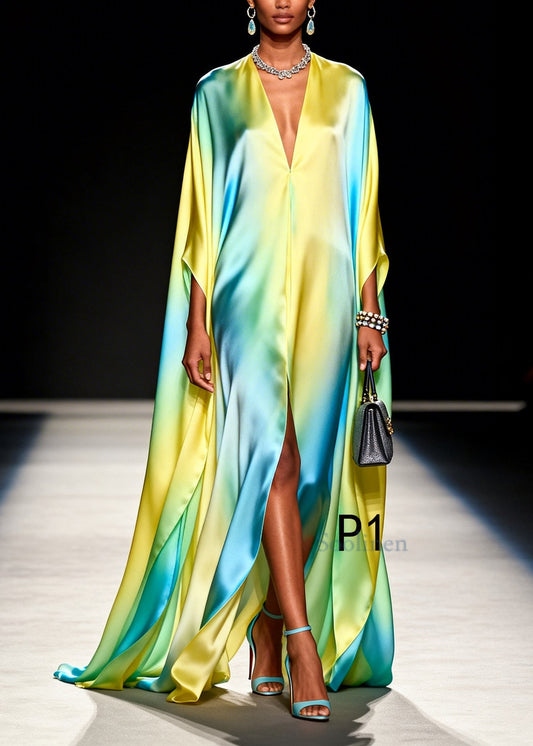 Classy Gradient Color Oversized Chiffon Holiday Dress Summer