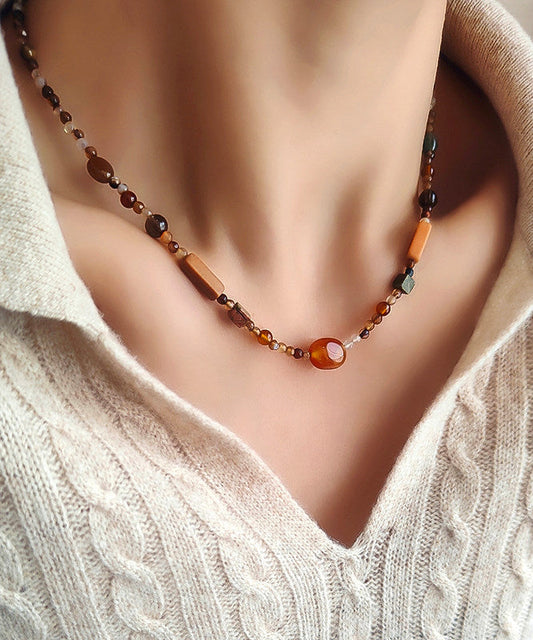 Classy Multicolored Agate Gratuated Bead Necklace
