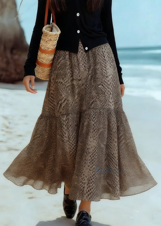 Classy Print Patchwork Draping A Line Skirts