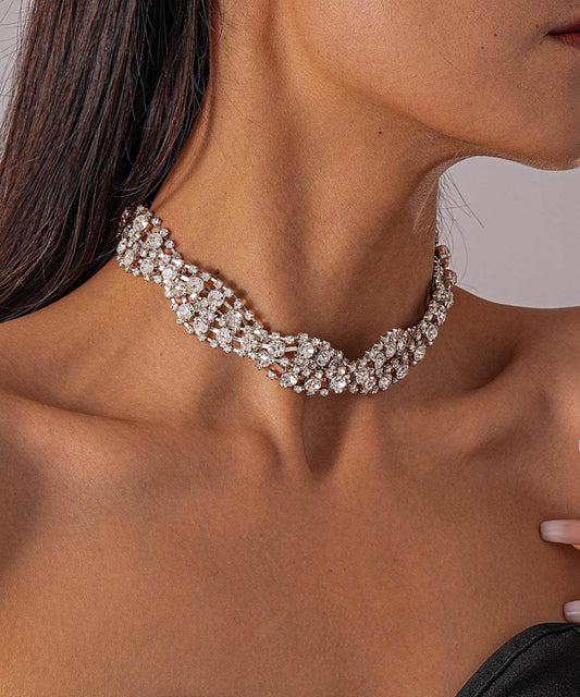 Classy White Sparkling Zircon High Quality Collar Necklace