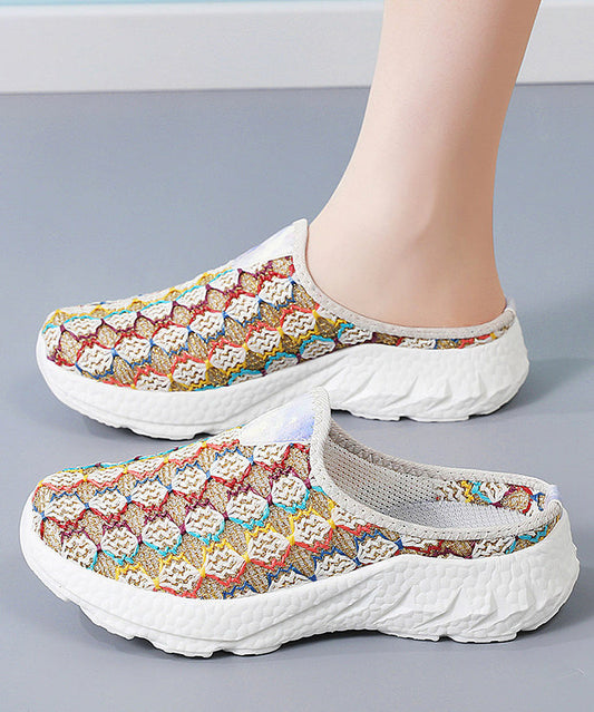 Colorful Platform Knit Fabric Comfortable Thong Sandals