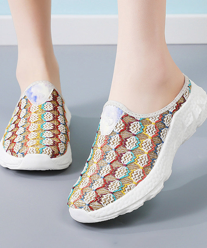 Colorful Platform Knit Fabric Comfortable Thong Sandals