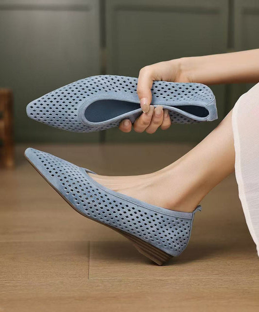 Comfortable Blue Flats Hollow Out Flat Feet Shoes